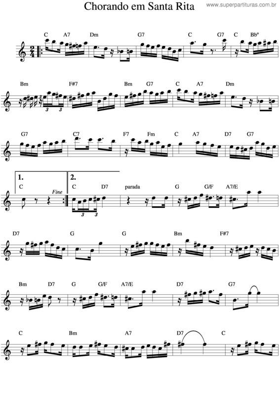 Partitura da música Chorando Em Santa Rita