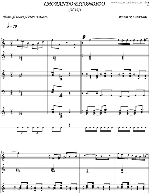 Partitura da música Chorando Escondido v.3