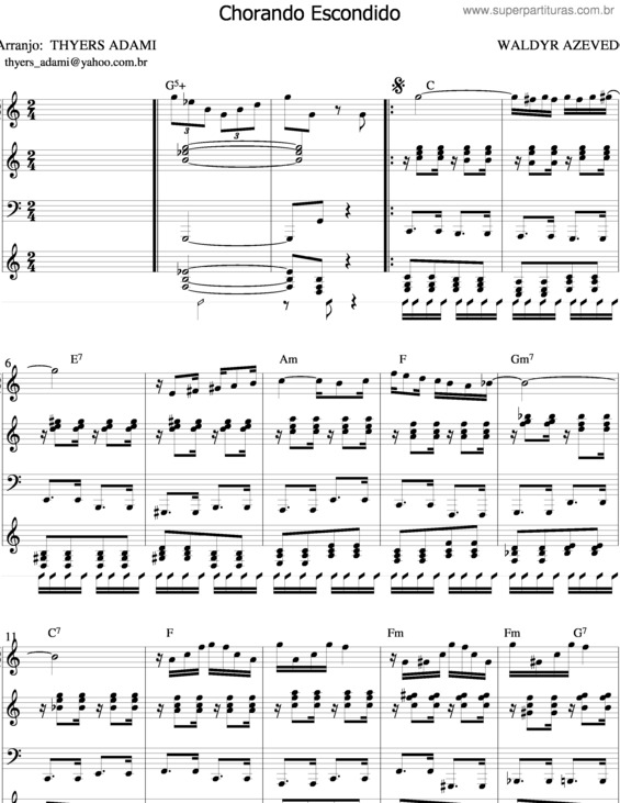 Partitura da música Chorando Escondido v.4