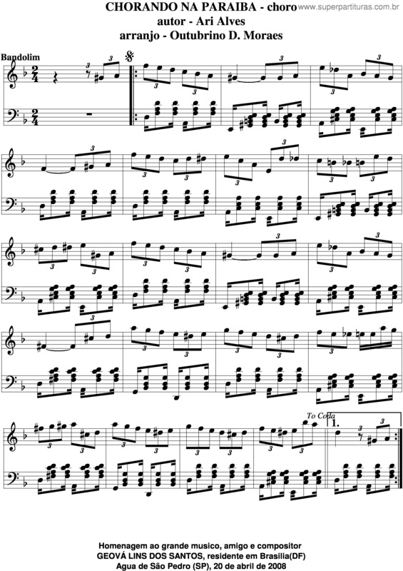 Partitura da música Chorando Na Paraiba v.4