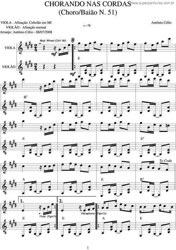 Partitura da música Chorando Nas Cordas v.2