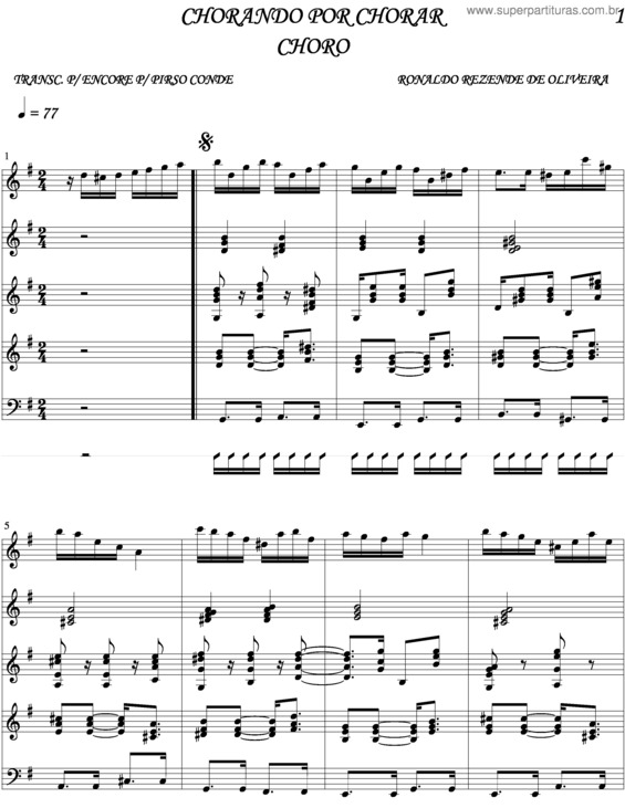 Partitura da música Chorando Por Chorar v.2