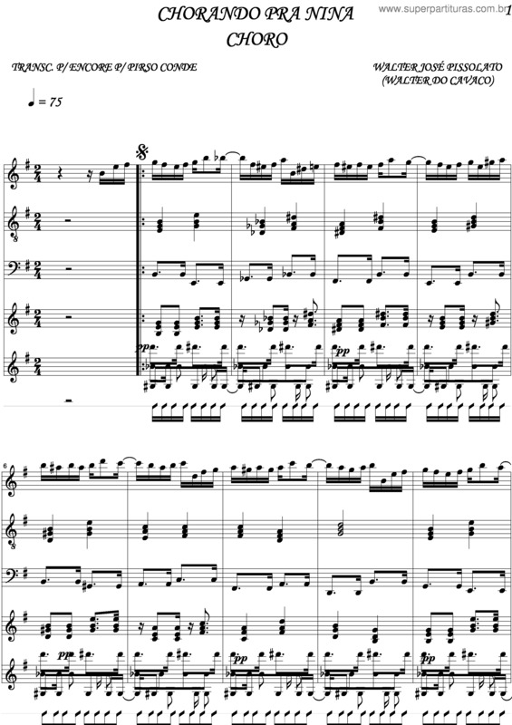 Partitura da música Chorando Pra Nina v.3