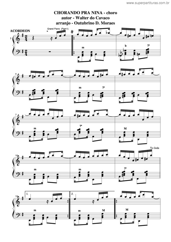 Partitura da música Chorando Pra Nina v.4