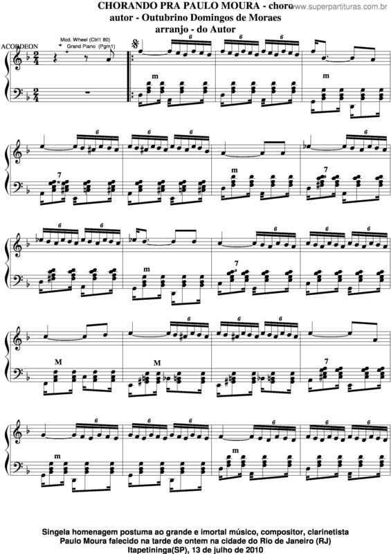Partitura da música Chorando Pra Paulo Moura v.2