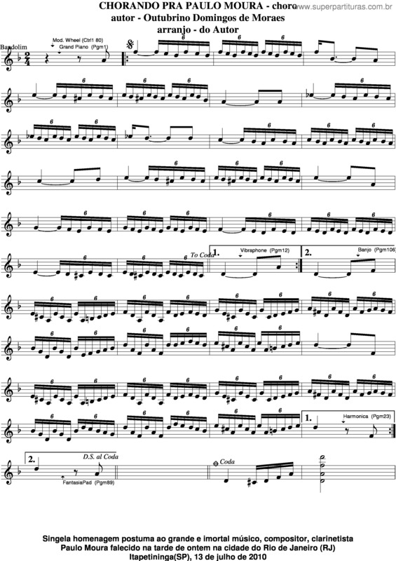 Partitura da música Chorando Pra Paulo Moura v.3
