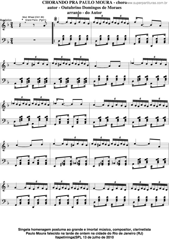 Partitura da música Chorando Pra Paulo Moura v.4