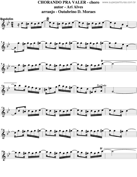 Partitura da música Chorando Pra Valer v.2