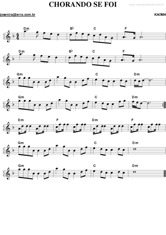 Partitura da música Chorando se Foi v.2