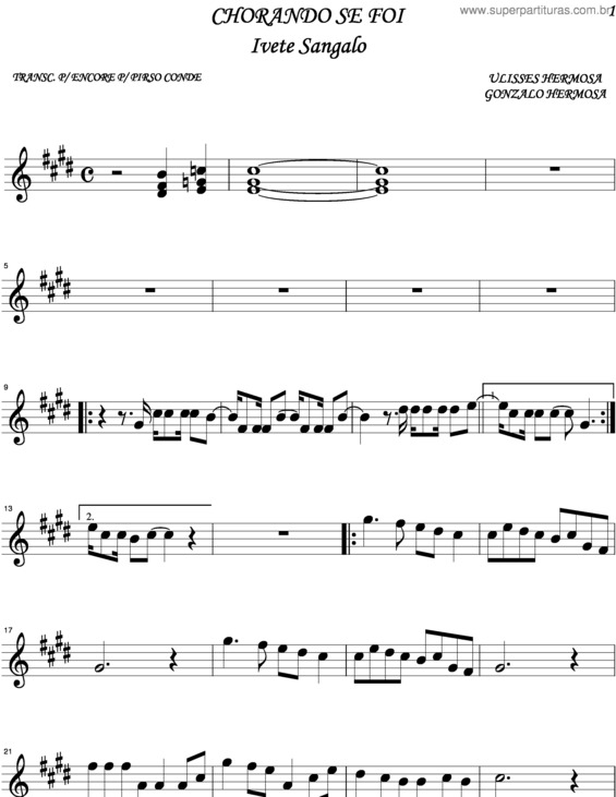 Partitura da música Chorando Se Foi v.4