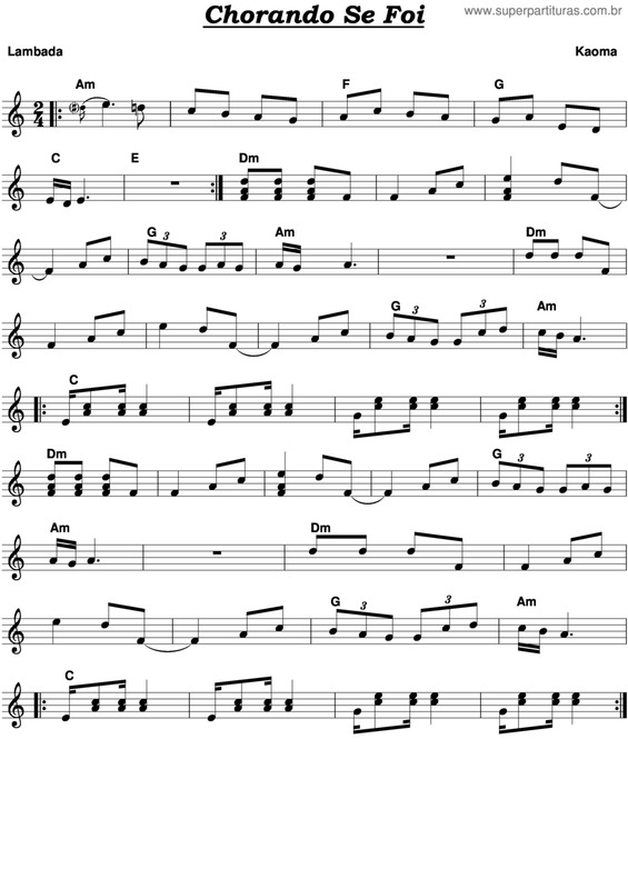 Partitura da música Chorando Se Foi v.5