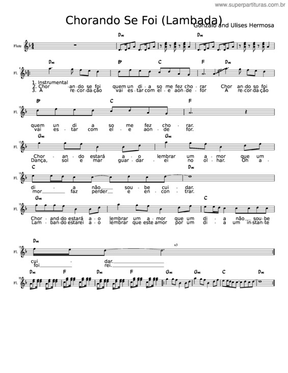 Partitura da música Chorando Se Foi v.9