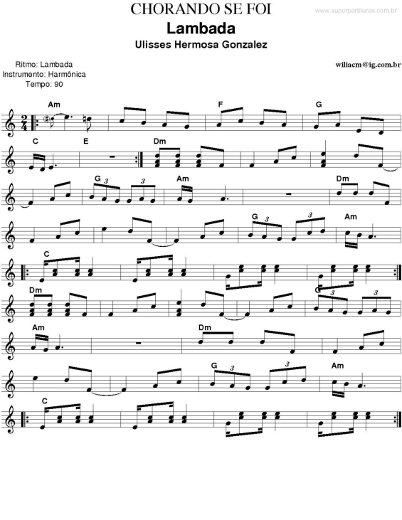 Partitura da música Chorando Se Foi