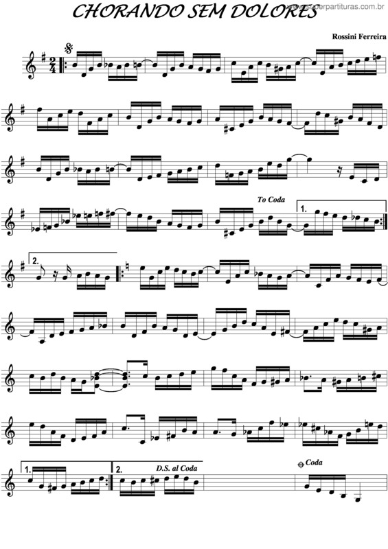 Partitura da música Chorando Sem Dolores