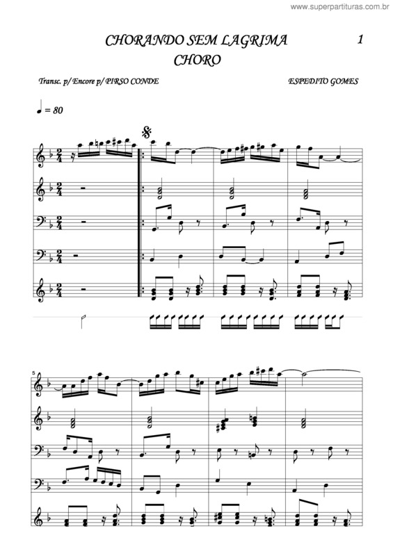 Partitura da música Chorando Sem Lagrima