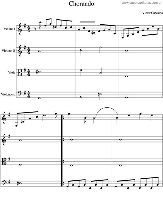 Partitura da música Chorando v.2