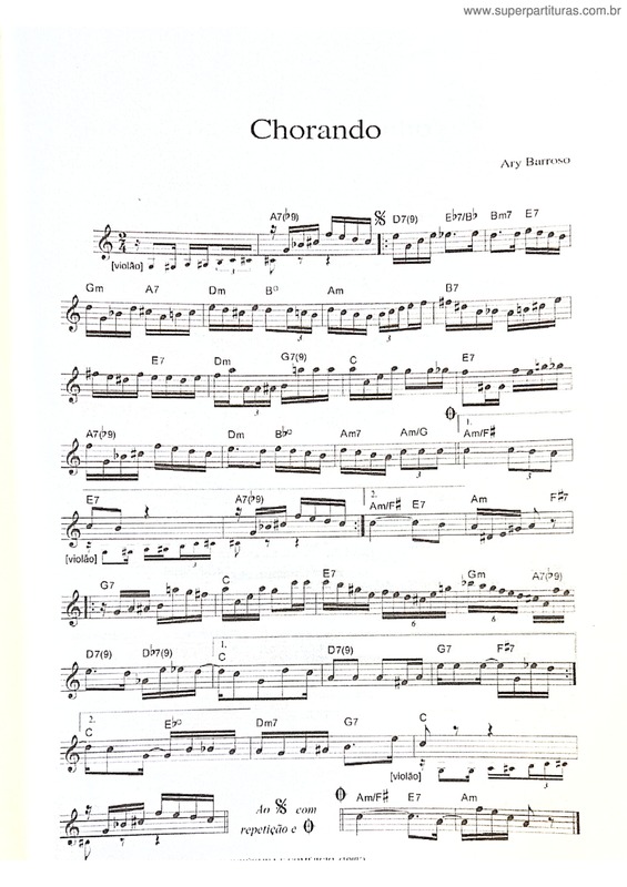 Partitura da música Chorando v.3