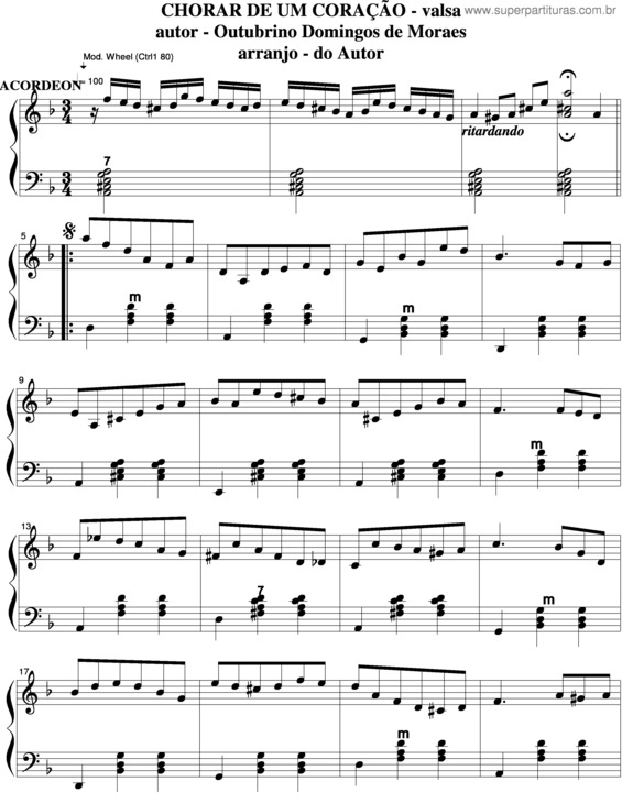 Partitura da música Chorar De Um Coração v.4