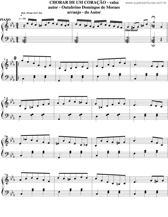 Partitura da música Chorar De Um Coração v.6