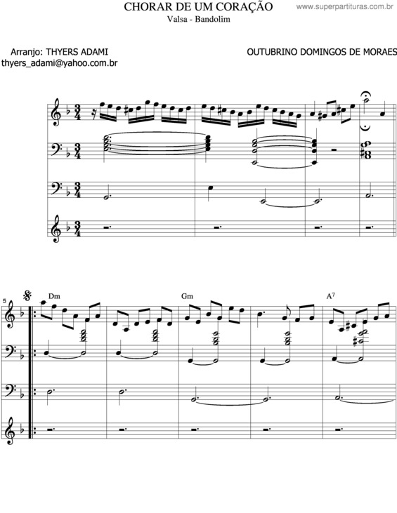 Partitura da música Chorar De Um Coração v.7