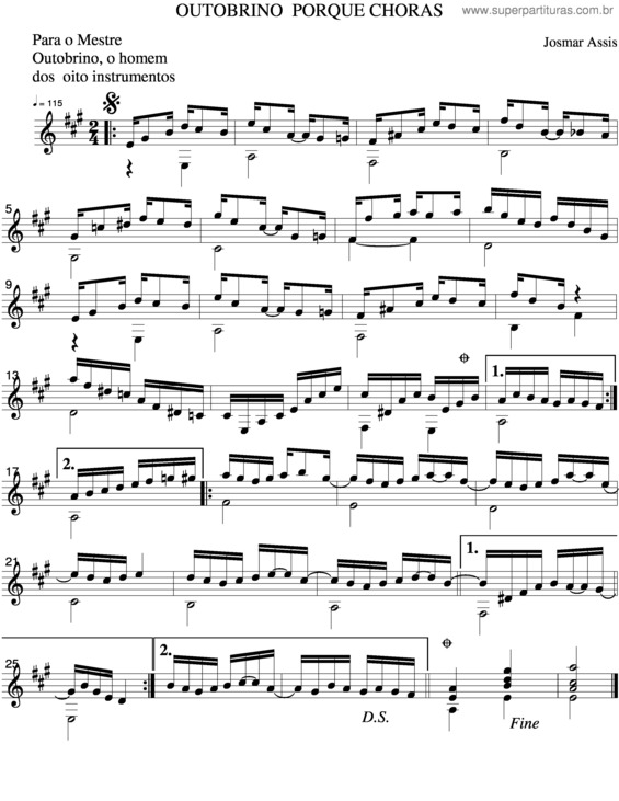 Partitura da música Choras Outobrino