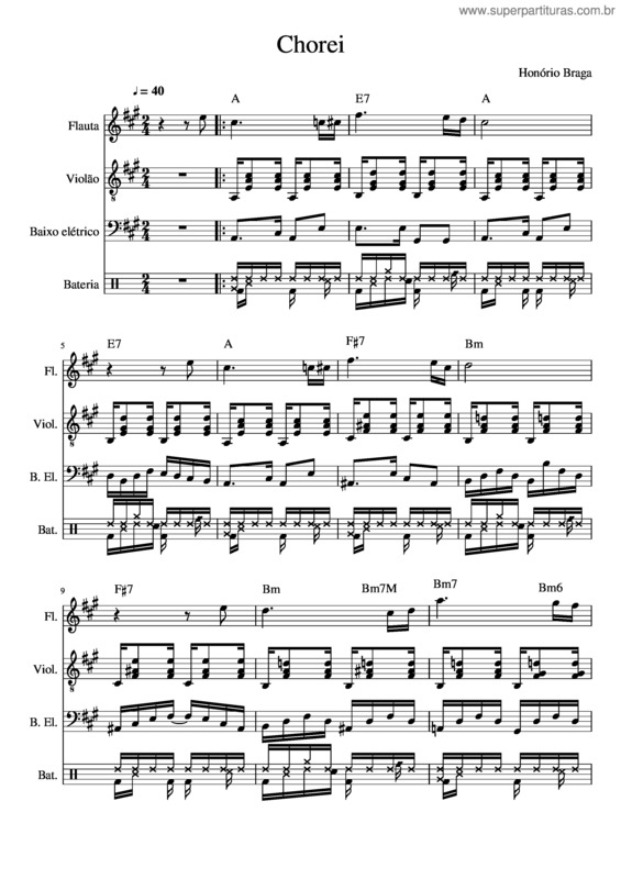 Partitura da música Chorei v.10