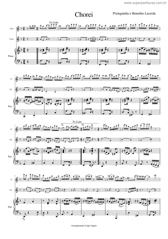 Partitura da música Chorei v.11