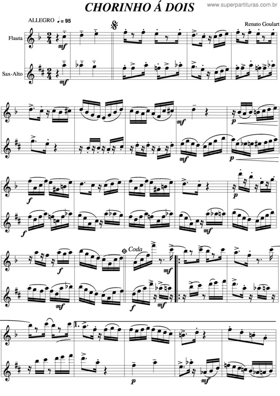 Partitura da música Chorinho A Dois