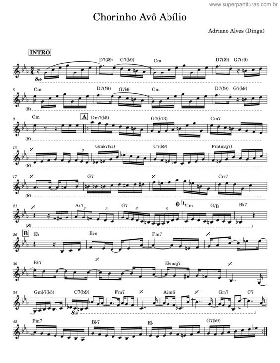 Partitura da música Chorinho Avô Abílio