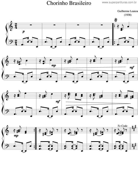 Partitura da música Chorinho Brasileiro