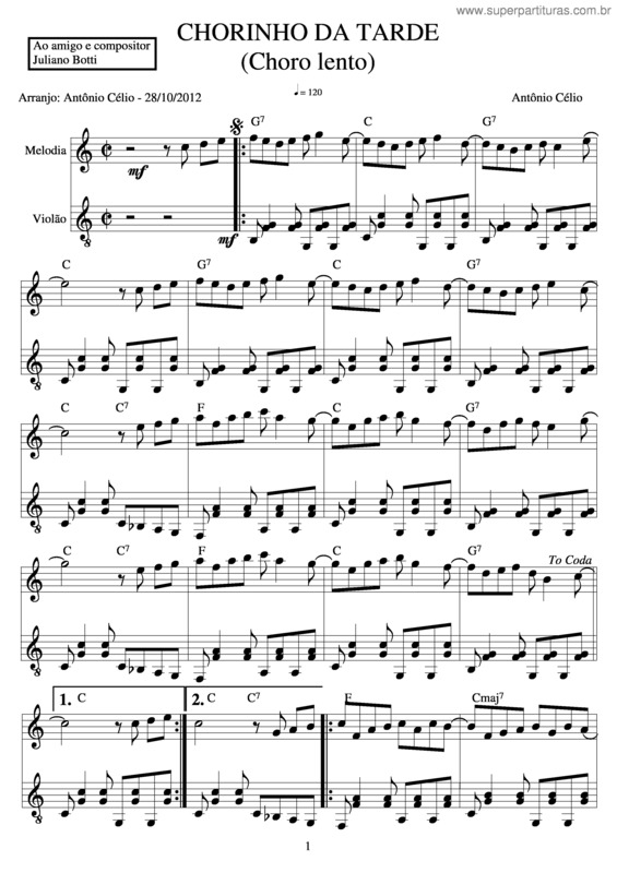 Partitura da música Chorinho Da Tarde v.2