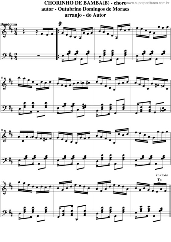 Partitura da música Chorinho De Bamba v.5