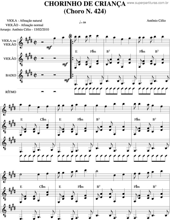 Partitura da música Chorinho De Criança v.2