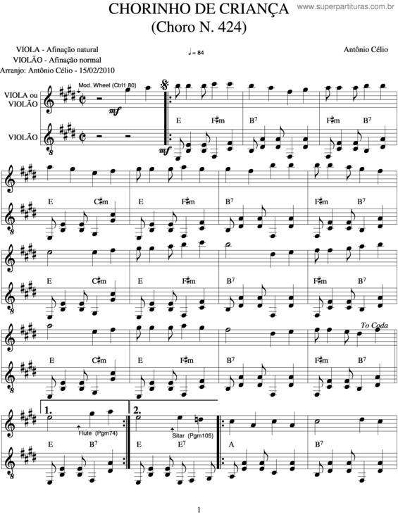 Partitura da música Chorinho De Criança v.4