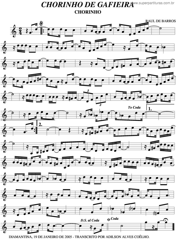 Partitura da música Chorinho De Gafieira v.2