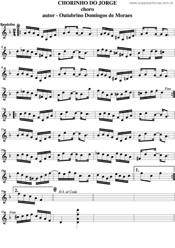 Partitura da música Chorinho Do Jorge