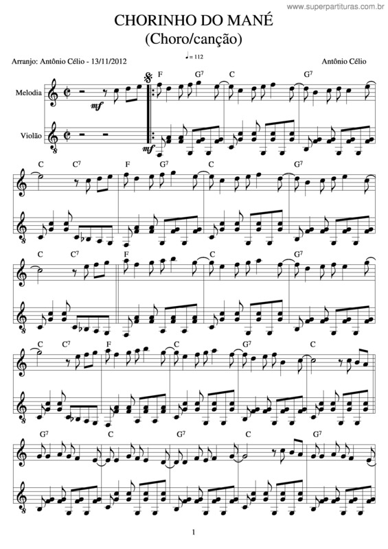 Partitura da música Chorinho Do Mané