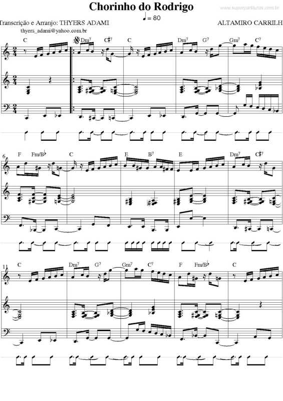 Partitura da música Chorinho do Rodrigo