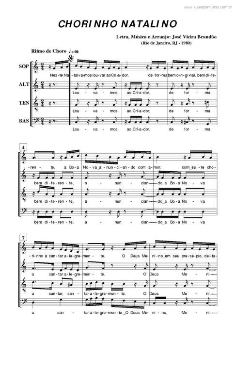 Partitura da música Chorinho Natalino v.2