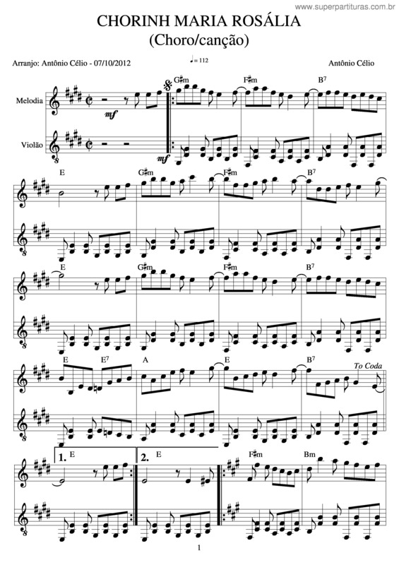 Partitura da música Chorinho Para Rosália