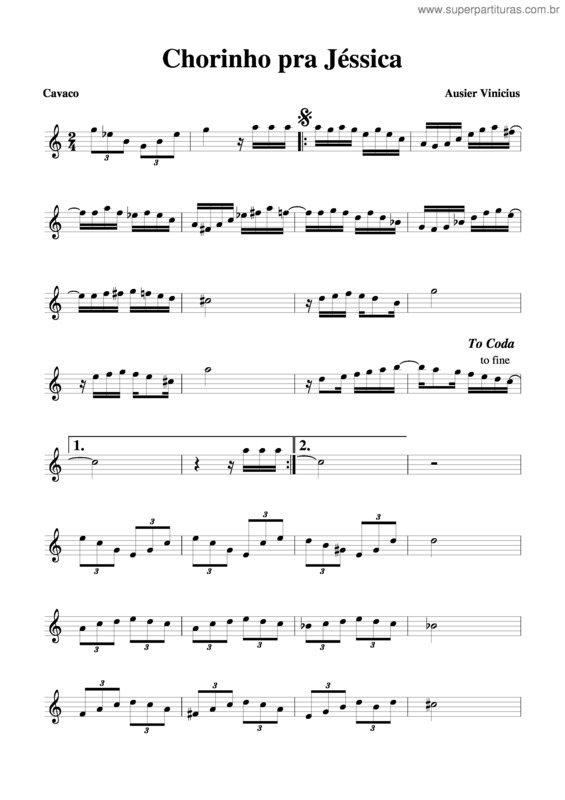 Partitura da música Chorinho Pra Jéssica