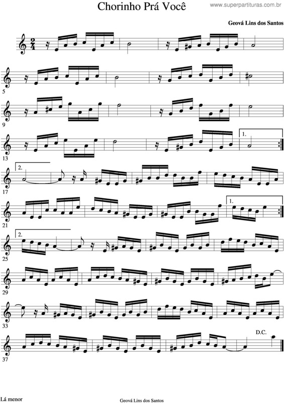 Partitura da música Chorinho Prá Você