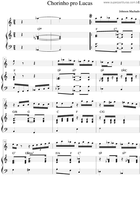 Partitura da música Chorinho Pro Lucas