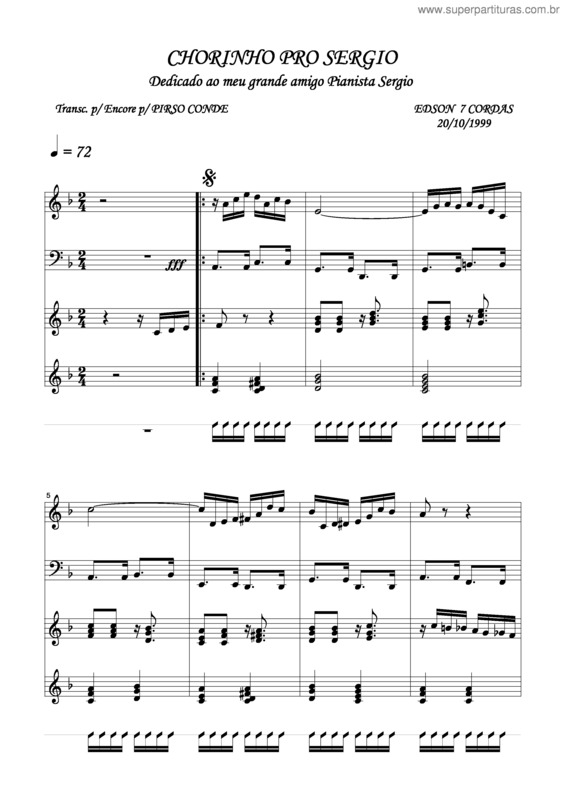 Partitura da música Chorinho Pro Sérgio v.2