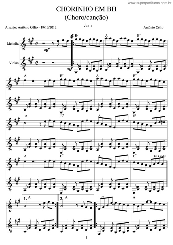 Partitura da música Chorinho v.3