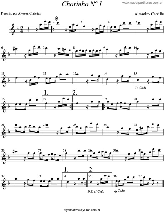 Partitura da música Chorinho v.8