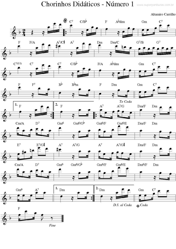 Partitura da música Chorinhos Didáticos 1