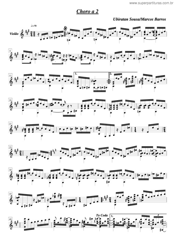 Partitura da música Choro À Dois