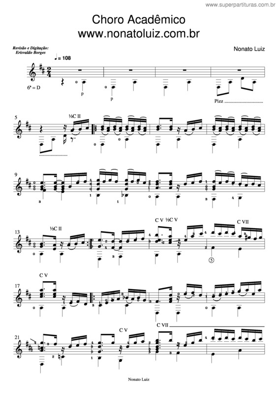 Partitura da música Choro Acadêmico