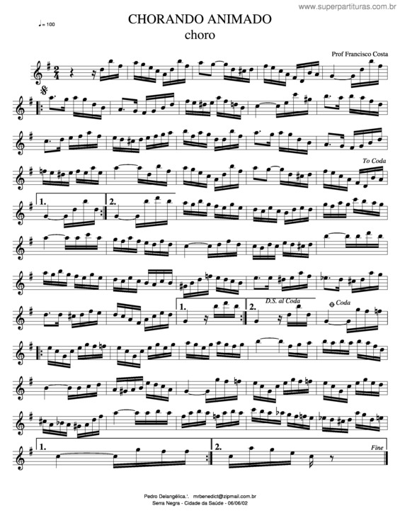 Partitura da música Choro Animado